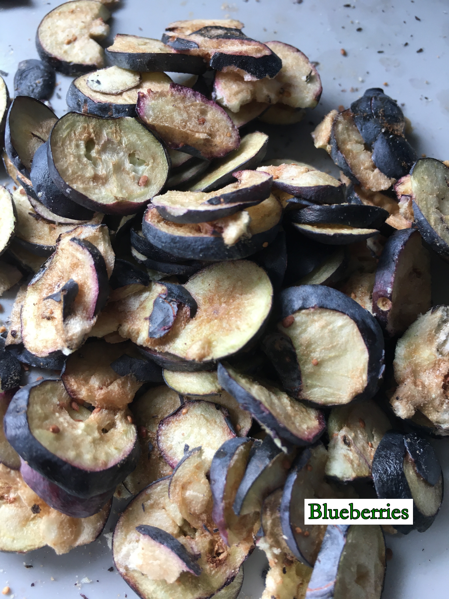 thin slices of freeze-dried blueberries