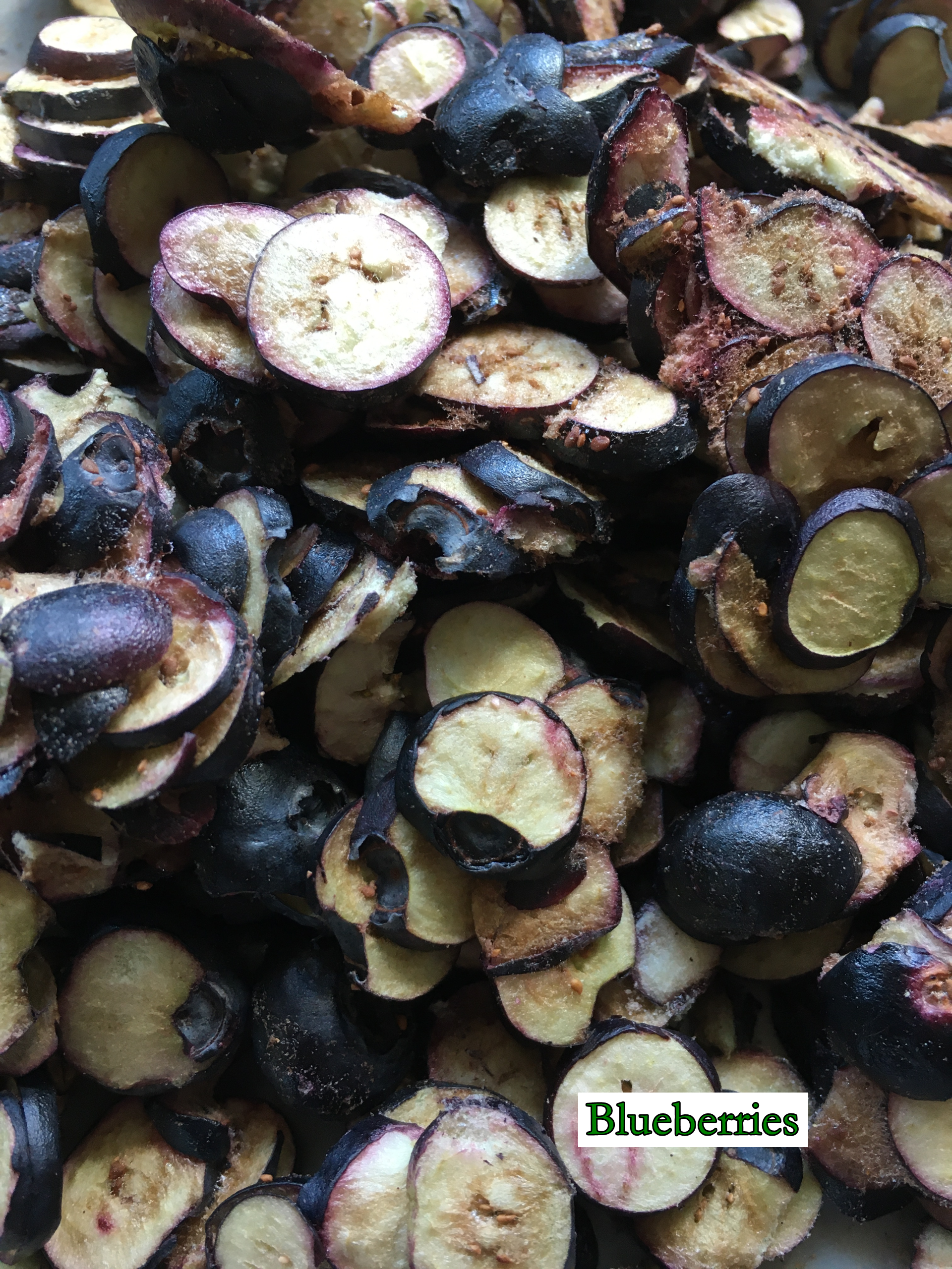 thin slices of freeze-dried blueberries