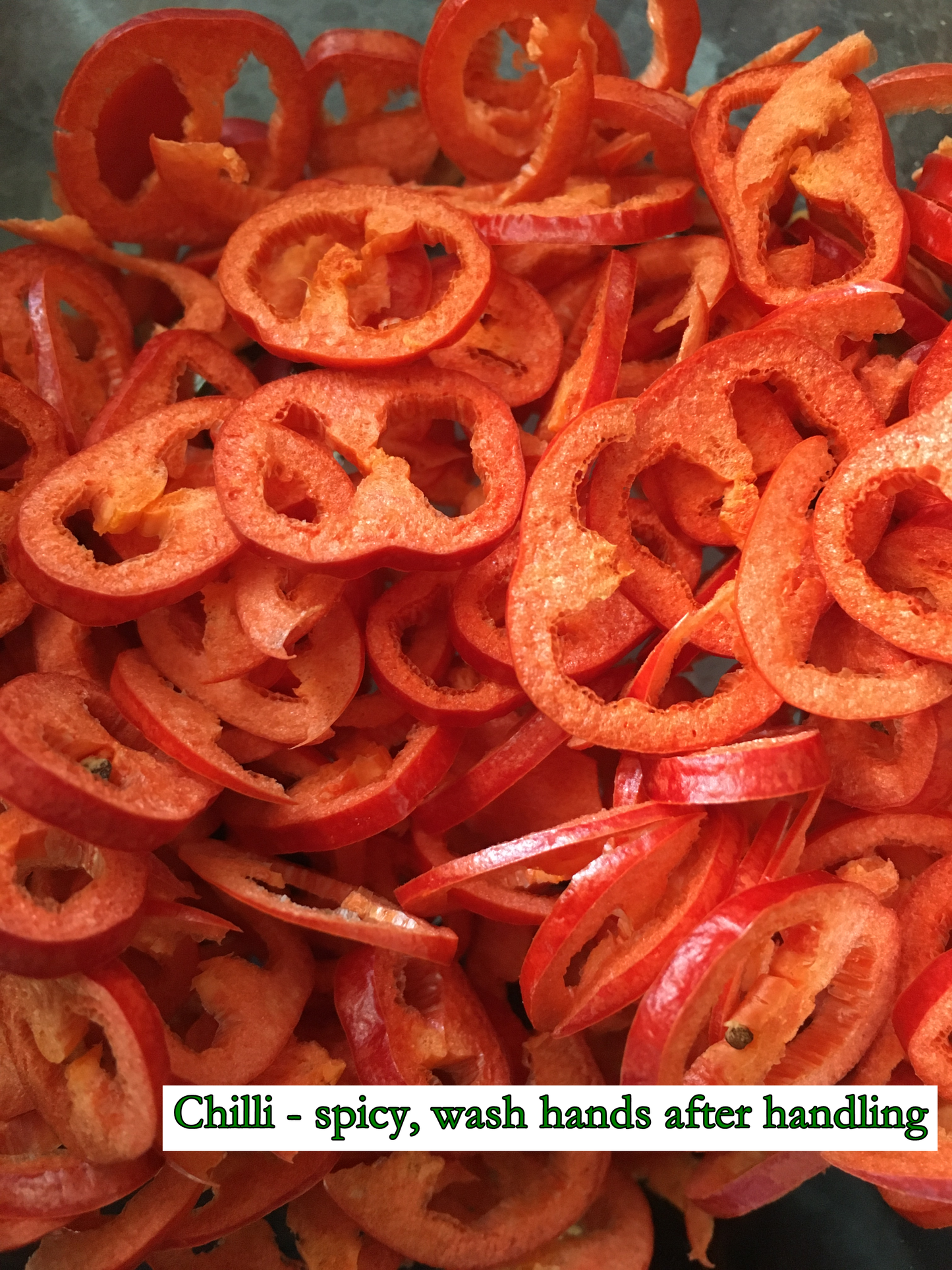 thin slices of freeze-dried chilli