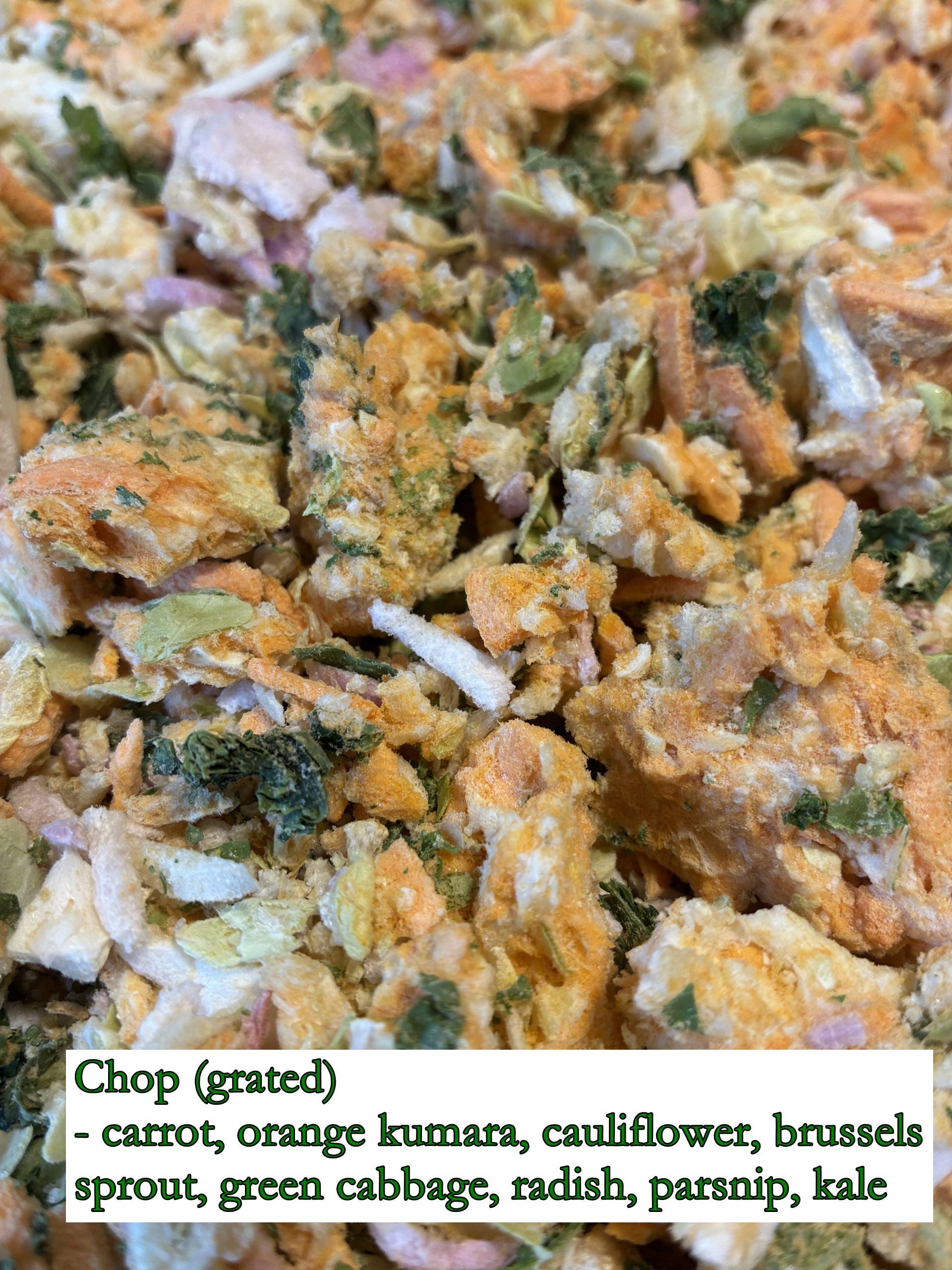 Freeze-dried vegetable chop