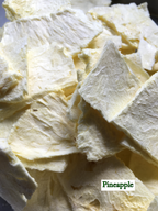 Close-up of freeze-dried pineapple slices.