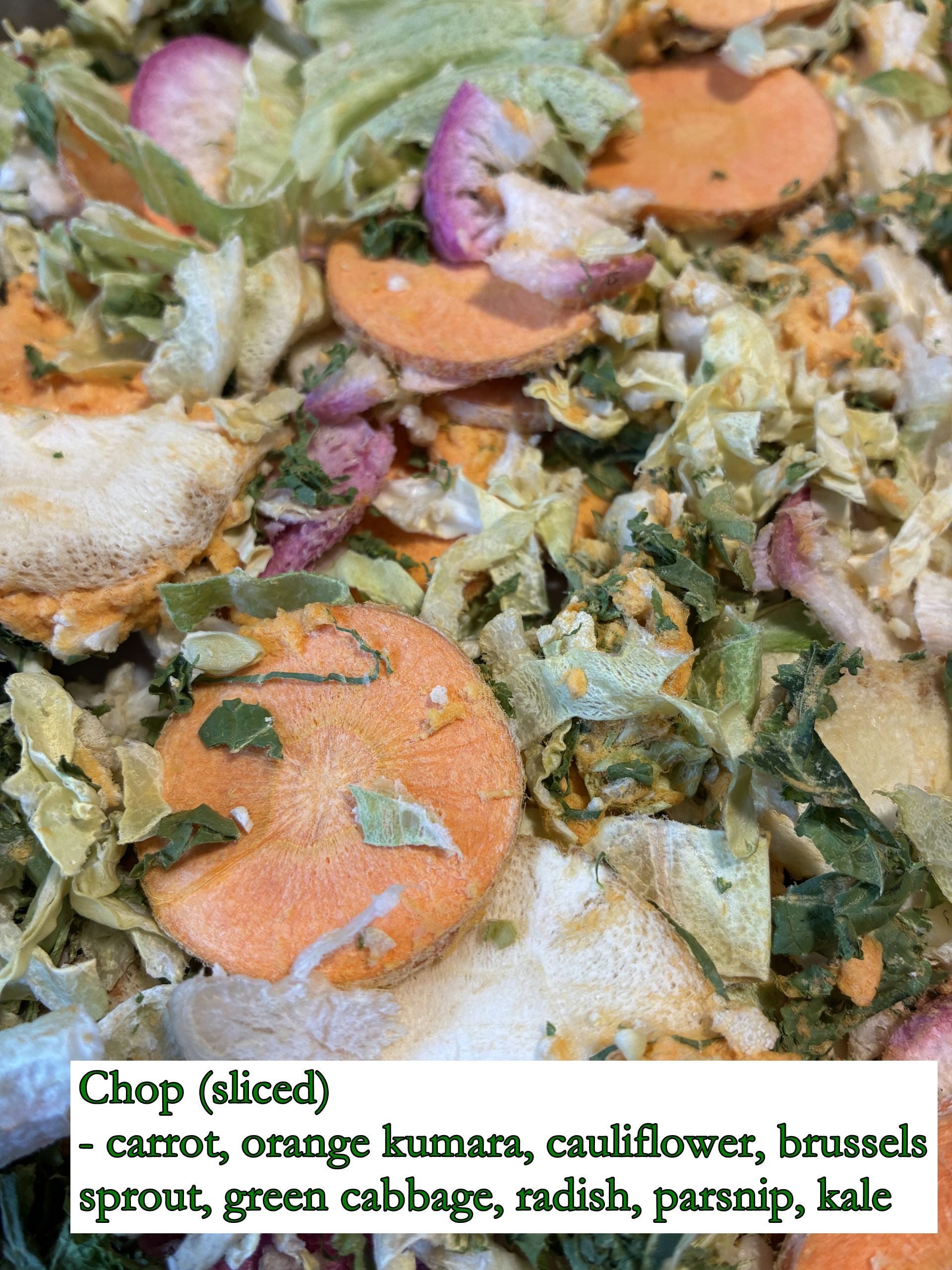 Freeze-dried vegetable chop