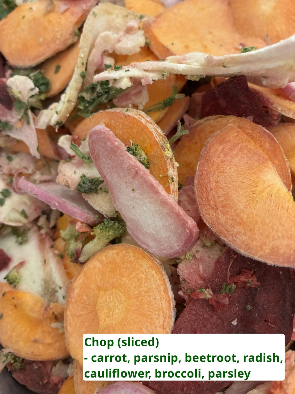 Freeze-dried vegetable chop