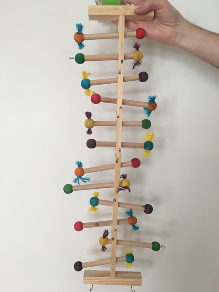 vertical ladder with colourful beads and dowels